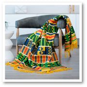 Kente - Kuschlige afrikanische Decke – Ghana – Buntes traditionelles Muster – Luxuriöse gewebte Decke – Länge: ca.180cm x Breite: ca.140cm - Marulaglow®