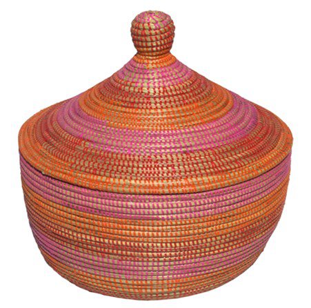 Afrikanische Tajine Pink Large - Durchmesser: ca.31cm - Höhe: ca.35 cm – Stoff: Savannengras - in Afrika geflochten – UNIKAT - streng limitiertes Exemplar - Marulaglow®