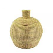 Große afrikanische Korbvase – Vase Sambesi (karamell) – ca. 37 x 35 cm – aus Savannengras in Afrika geflochten - Marulaglow®