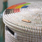 XXL Wäschekorb mit flachem Deckel – Mafory (Rechteck Muster) – aus Savannengras geflochten – Handarbeit – Höhe ca. 65 cm - Marulaglow®
