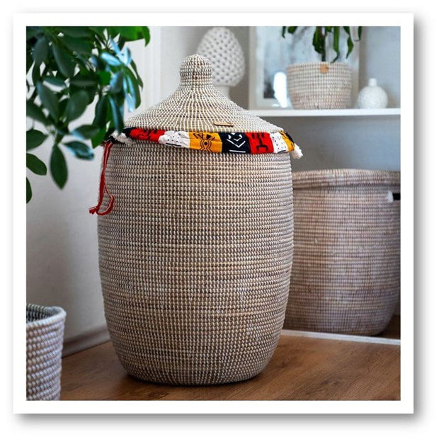 Kesso - XXL Afrikanischer Wäschesack - bunt – Länge ca.85cm x Breite ca.75cm – Stoff: 100% Baumwolle – in Afrika hergestellt - Marulaglow®