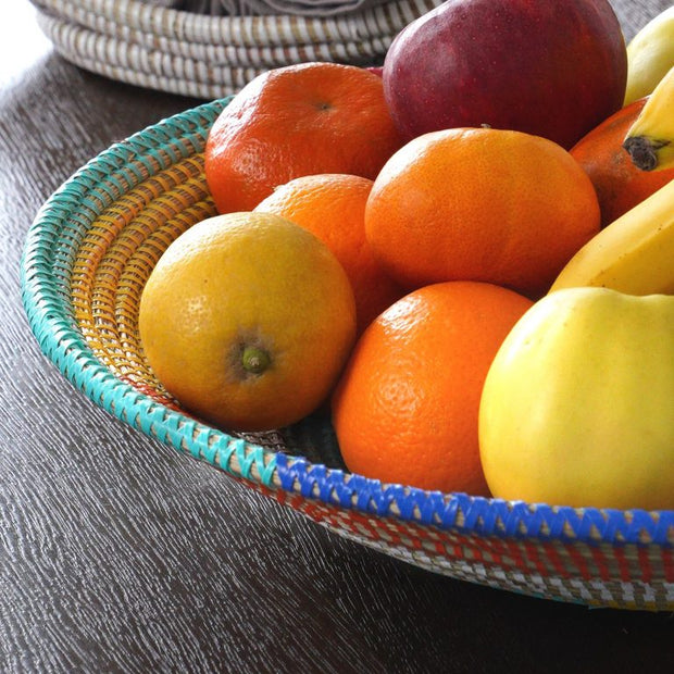 Obstschale – Katanga (bunt) – ca.,Ø40 cm aus Savannengras in Afrika hergestellt - Marulaglow®