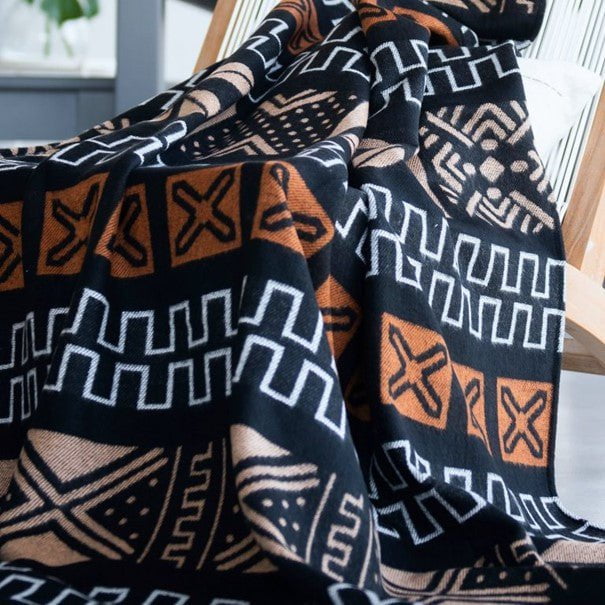 Sikasso - Kuschlige afrikanische Decke – Afrika Musterdecke Braun/Schwarz – Luxuriöse gewebte Decke – Länge ca.180 cm x Breite ca.140 cm - Marulaglow®