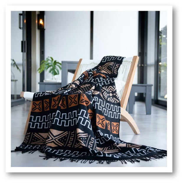 Sikasso - Kuschlige afrikanische Decke – Afrika Musterdecke Braun/Schwarz – Luxuriöse gewebte Decke – Länge ca.180 cm x Breite ca.140 cm - Marulaglow®