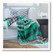 Venda - Kuschlige Afrika Decke – Gestreiftes Design grün/schwarz – Luxuriöse gewebte Decke – Länge ca.180cm x Breite ca.130cm - Marulaglow®