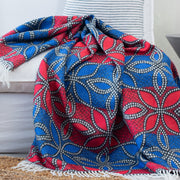 Farbenfrohe afrikanische Decke - Mobali - traditionelles Muster Red/Old Royal - Luxuriöse gewebte Decke – 180 x 140 cm - Marulaglow®