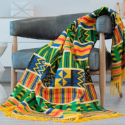 Kuschlige afrikanische Kente-Decke – Ghana – Buntes traditionelles Muster – Luxuriöse gewebte Decke – 180 x 140 cm - Marulaglow®
